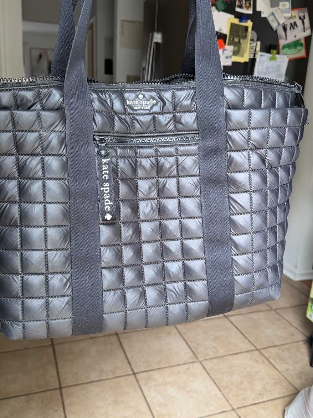 Kate Spade Kip Puffy Tote — Gunmetal Quilted Puffer Bag - Picture 4 of 4
